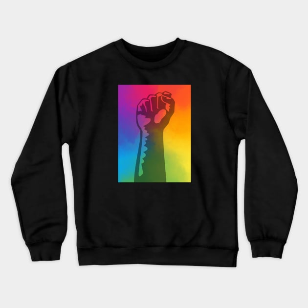 Rainbow Fist design lgbt gay pride Crewneck Sweatshirt by Katebi Designs